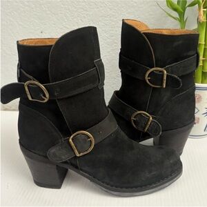 Fiorentini + Baker Stacked
Chunky Black Suede Ankle Boots Sz  EU 39